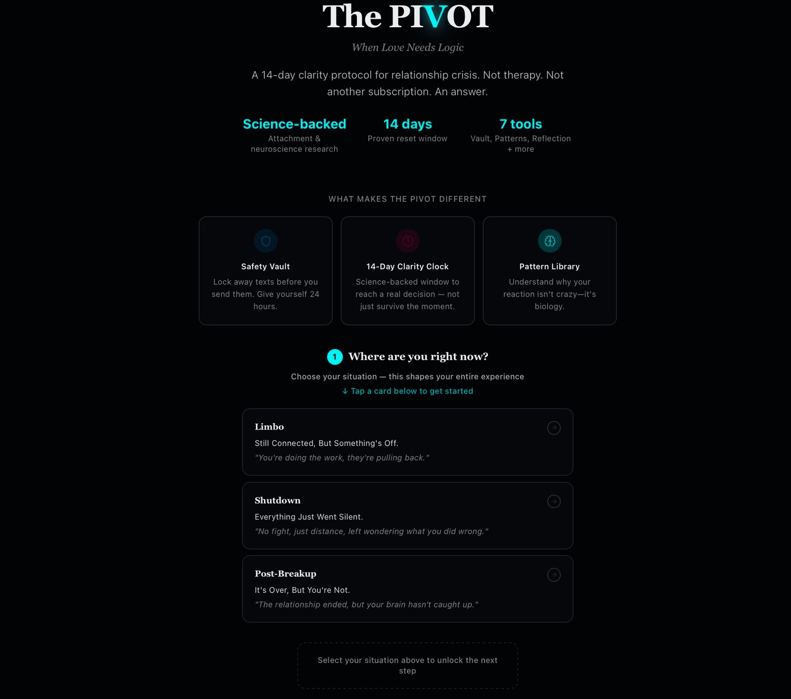 The Pivot app: a 14-day clarity protocol for relationship crisis