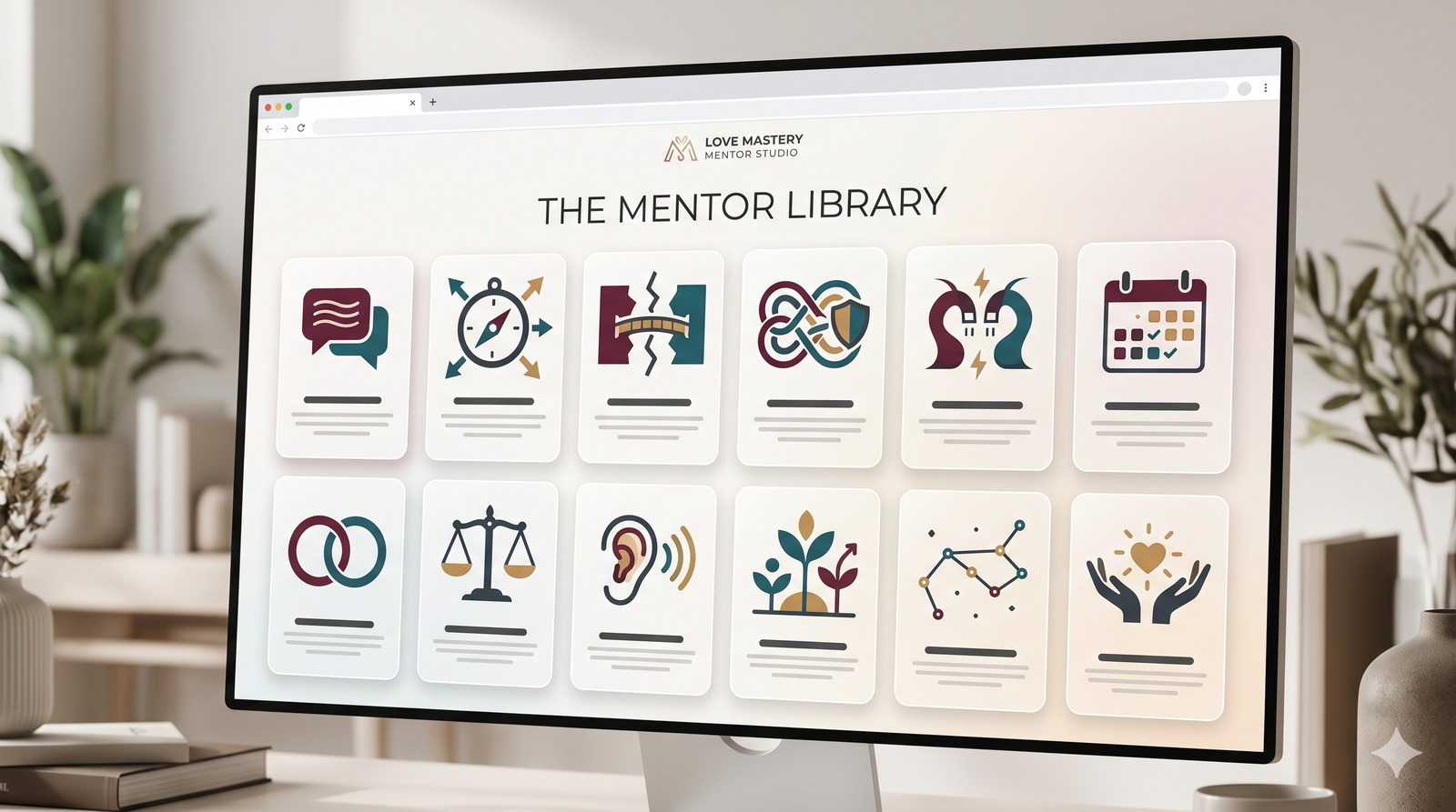 Preview of guided relationship mentor cards for specific moments